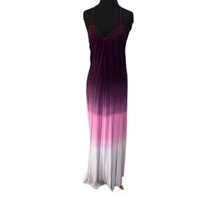 Lani Dress Maxi Ombre‎ Dip Dye Sleeveless Crochet Back  Small
